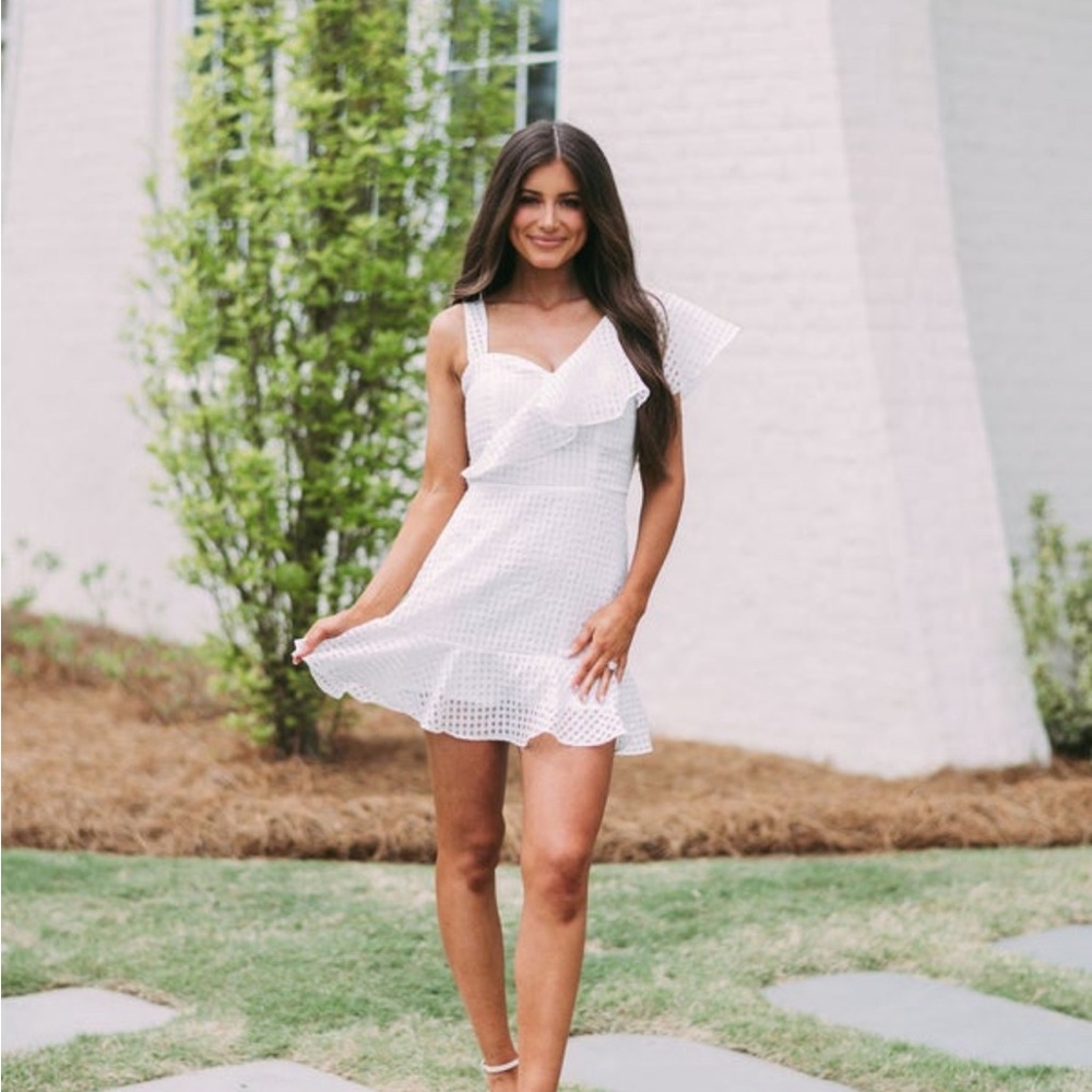 White Ruffle Dress - Picture 2 of 11